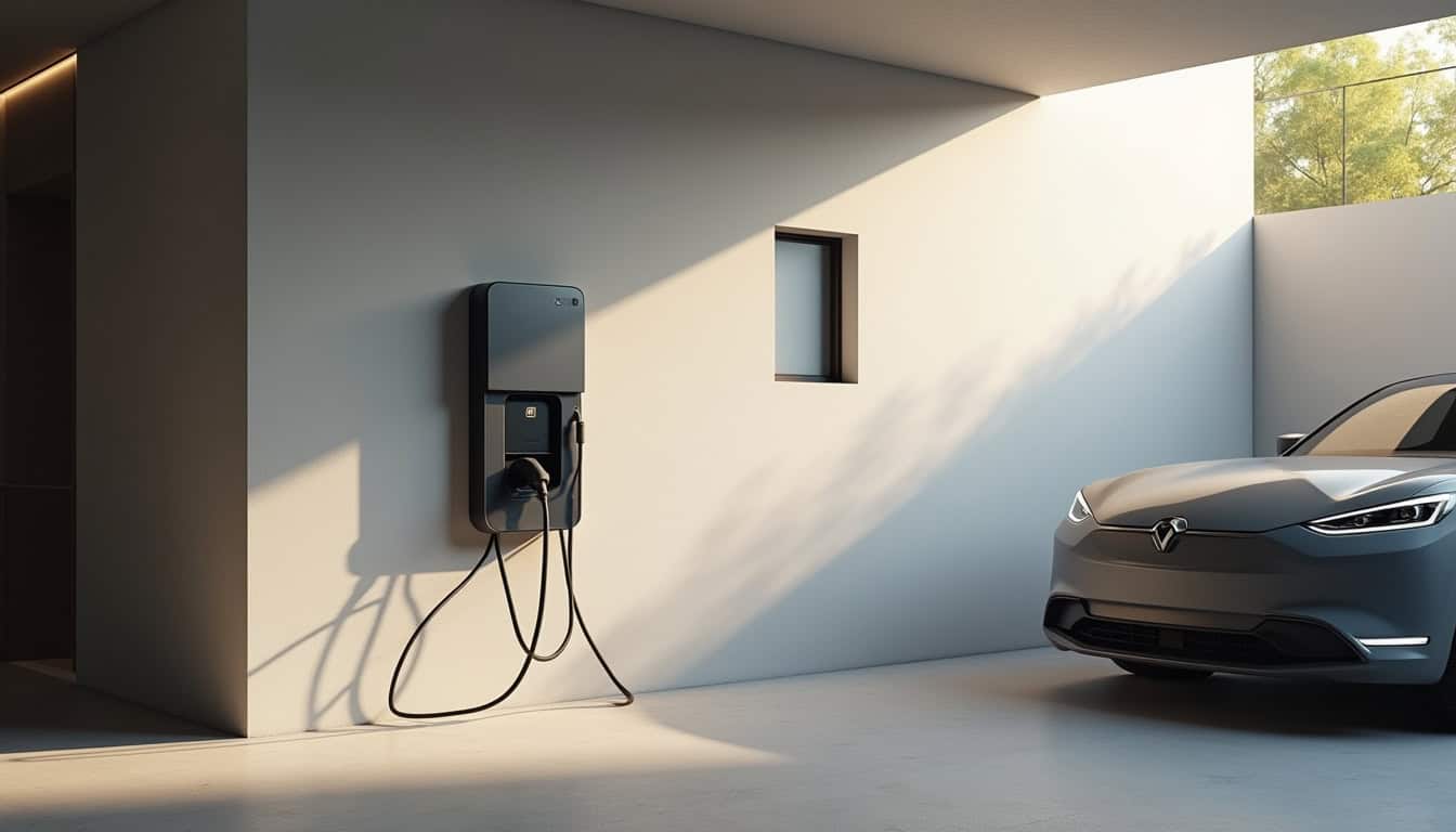 Borne de recharge murale installée dans un garage à Hirsingue