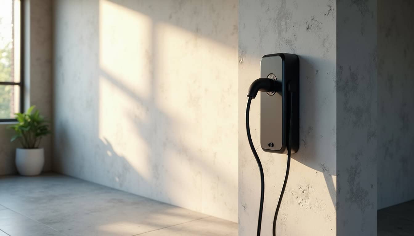 Borne de recharge murale installée dans un garage à Villegouge