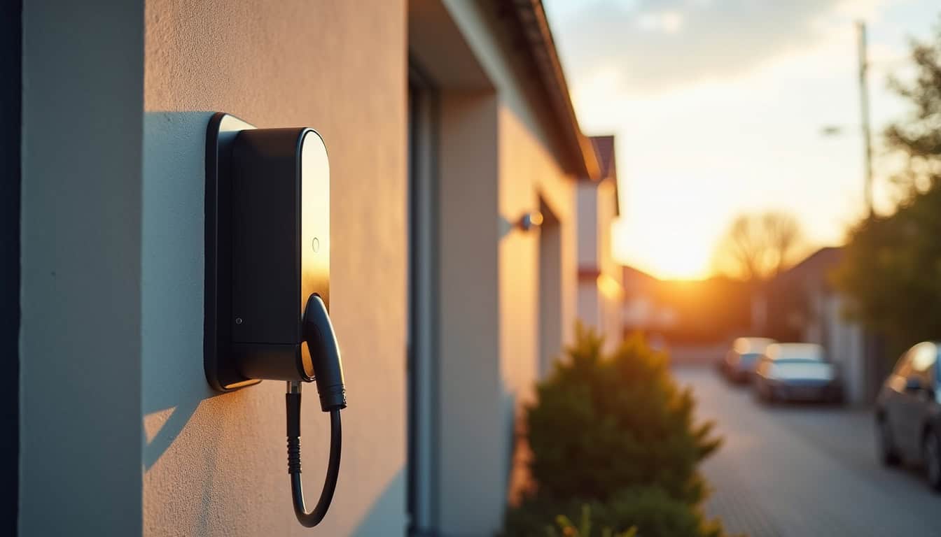 Borne de recharge pour voiture électrique installée dans une maison à Tours