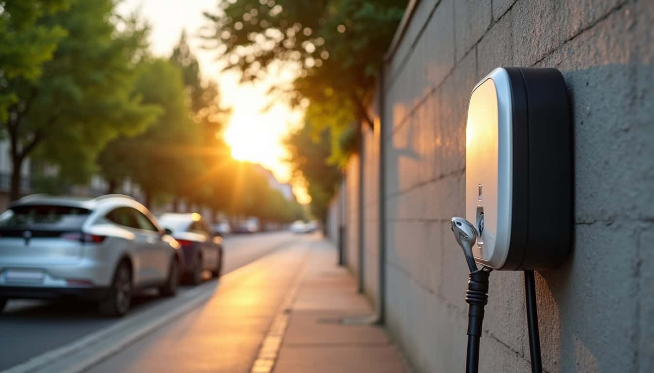 Borne de recharge pour voiture électrique installée le long d