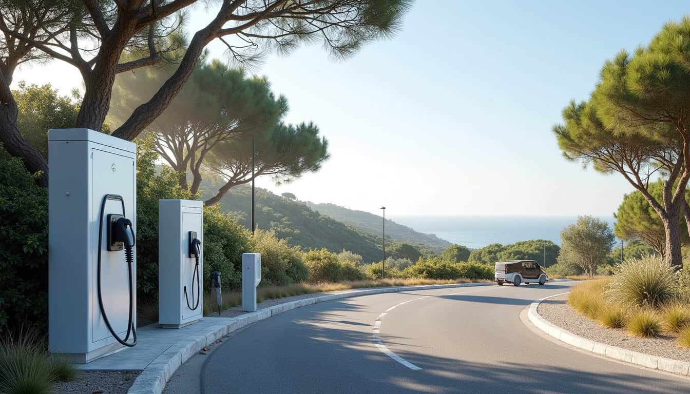 Borne de recharge publique Eborn située au Chemin des Aubépines à Saint-Mandrier-sur-Mer
