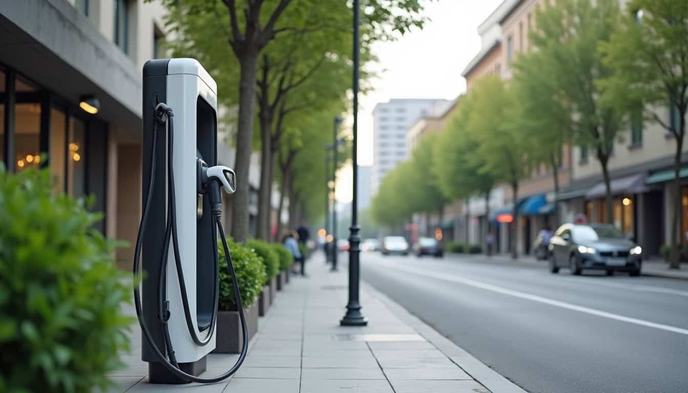 Borne de recharge publique en milieu urbain à proximité de Les Bréviaires