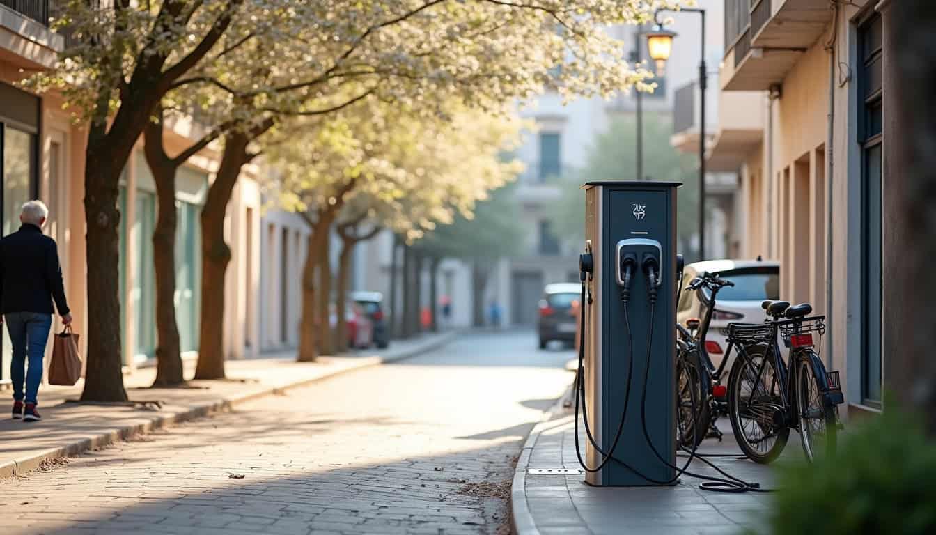 Borne de recharge publique installée au centre-ville de Vias