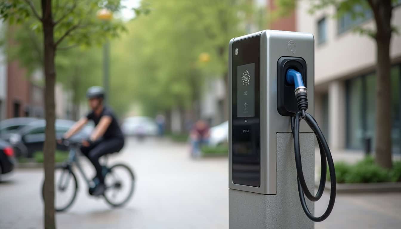 Borne de recharge publique installée près d