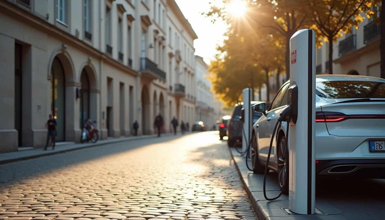 Borne de recharge publique installée sur la place de la Liberté à Boismé