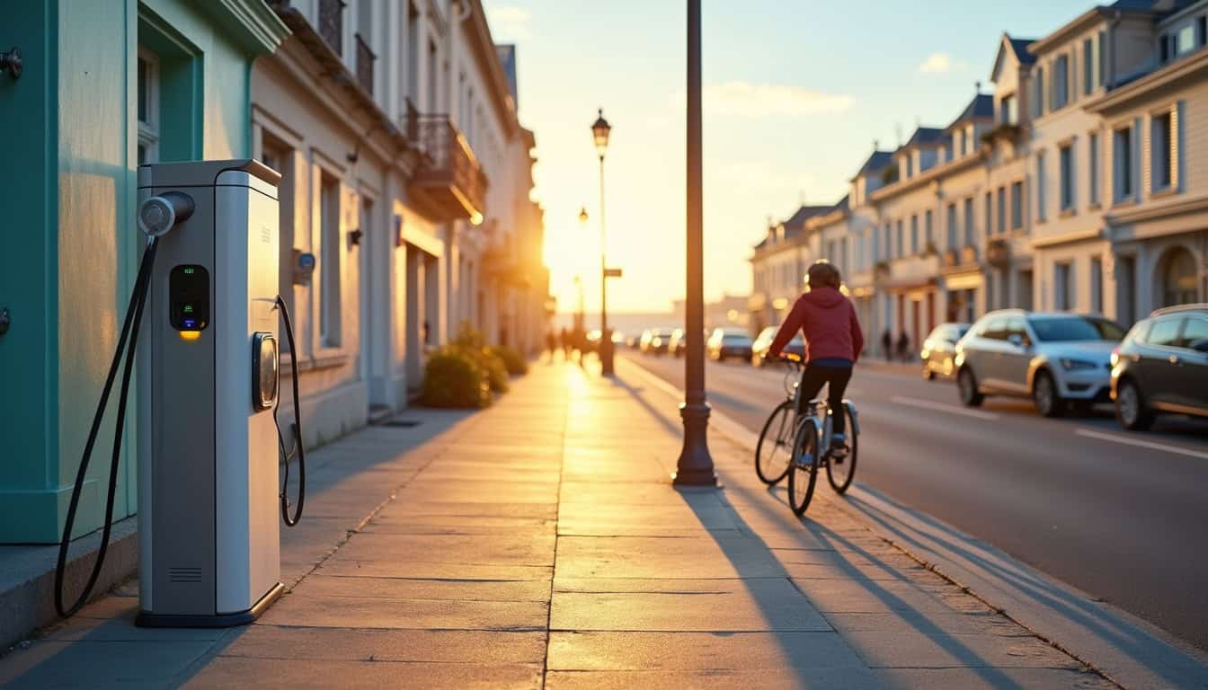Borne de recharge publique installée sur l'Avenue de la Mer à Cabourg