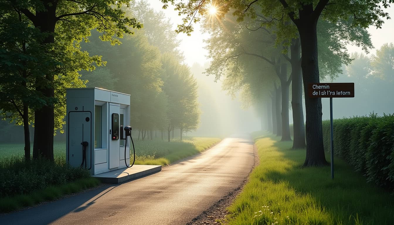 Borne de recharge publique installée sur le chemin de l'Ormeau à Cherveux