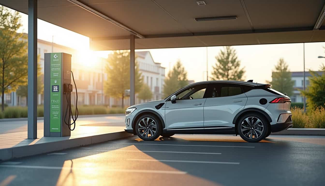 Borne de recharge publique installée sur le parking d'ALDI à Saint-Florentin