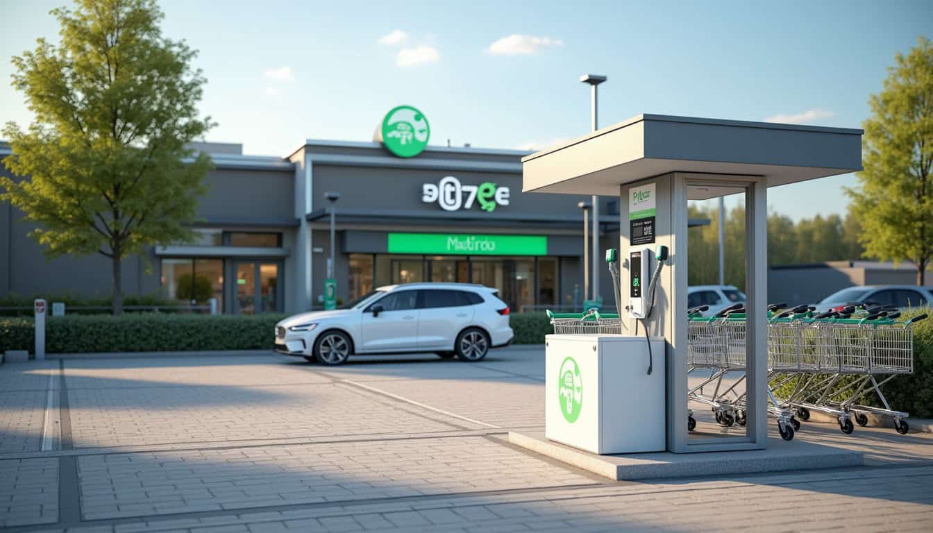 Borne de recharge publique Powerdot située au Supermarché Match à Soultz-sous-Forêts