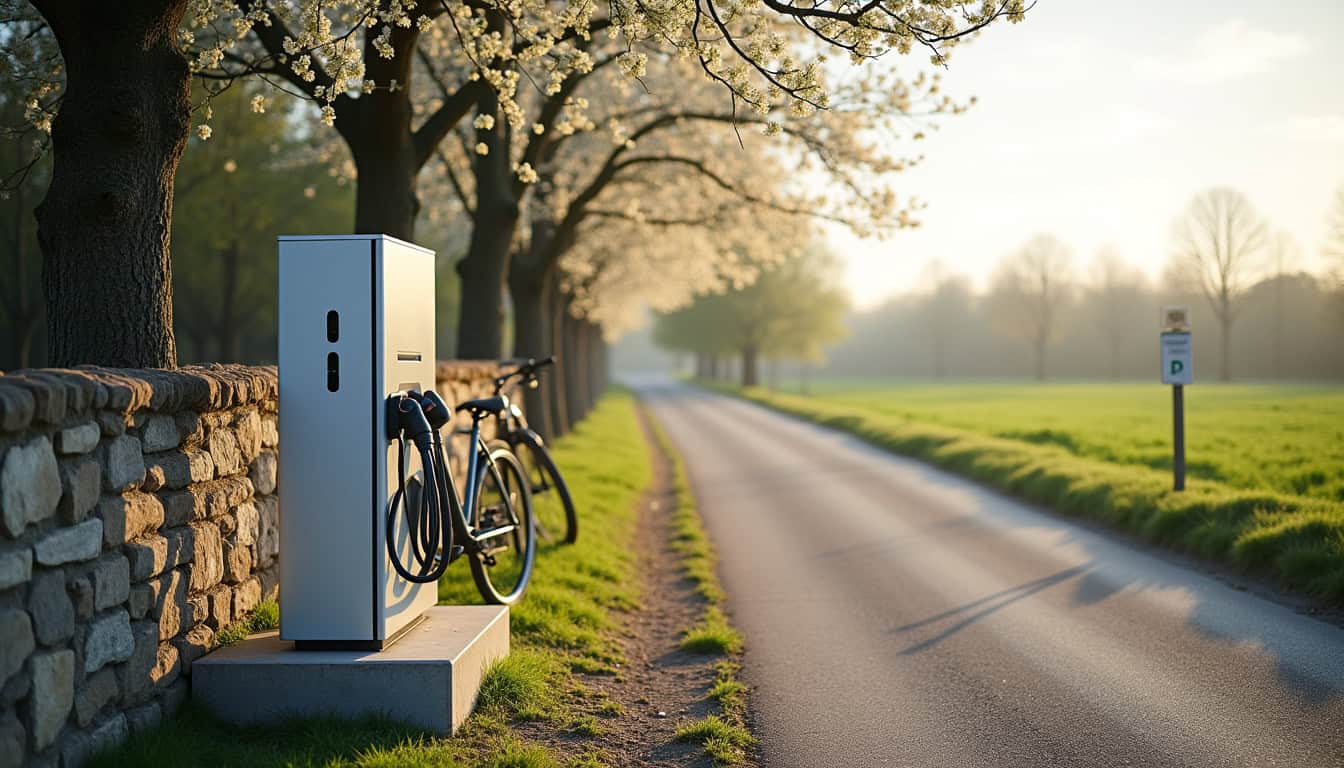 Borne de recharge publique située à La Chartre-sur-le-Loir près d