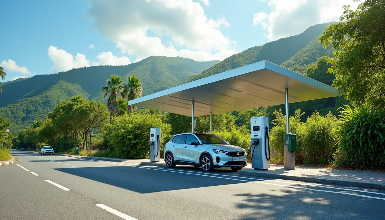 Borne de recharge publique située à Petite-Île, La Réunion