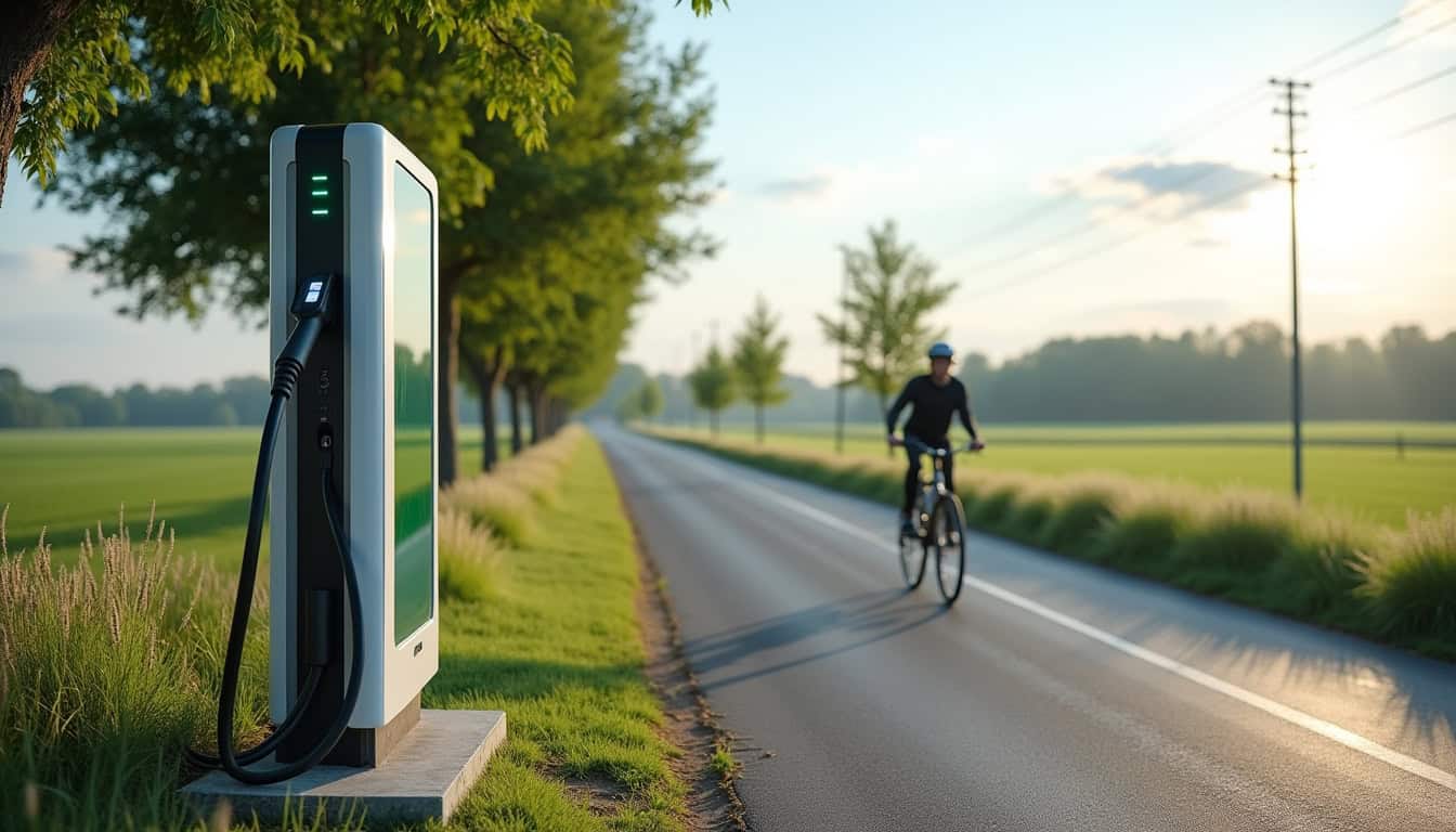 Borne de recharge publique située au 38 Route du Brisay à Surtainville