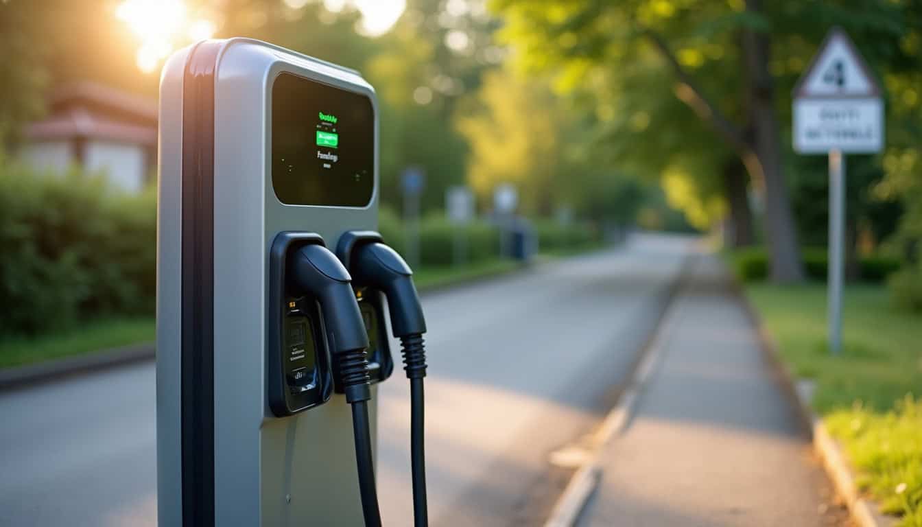 Borne de recharge publique située au 4 Route Nationale à Crusnes, avec deux prises de type 2