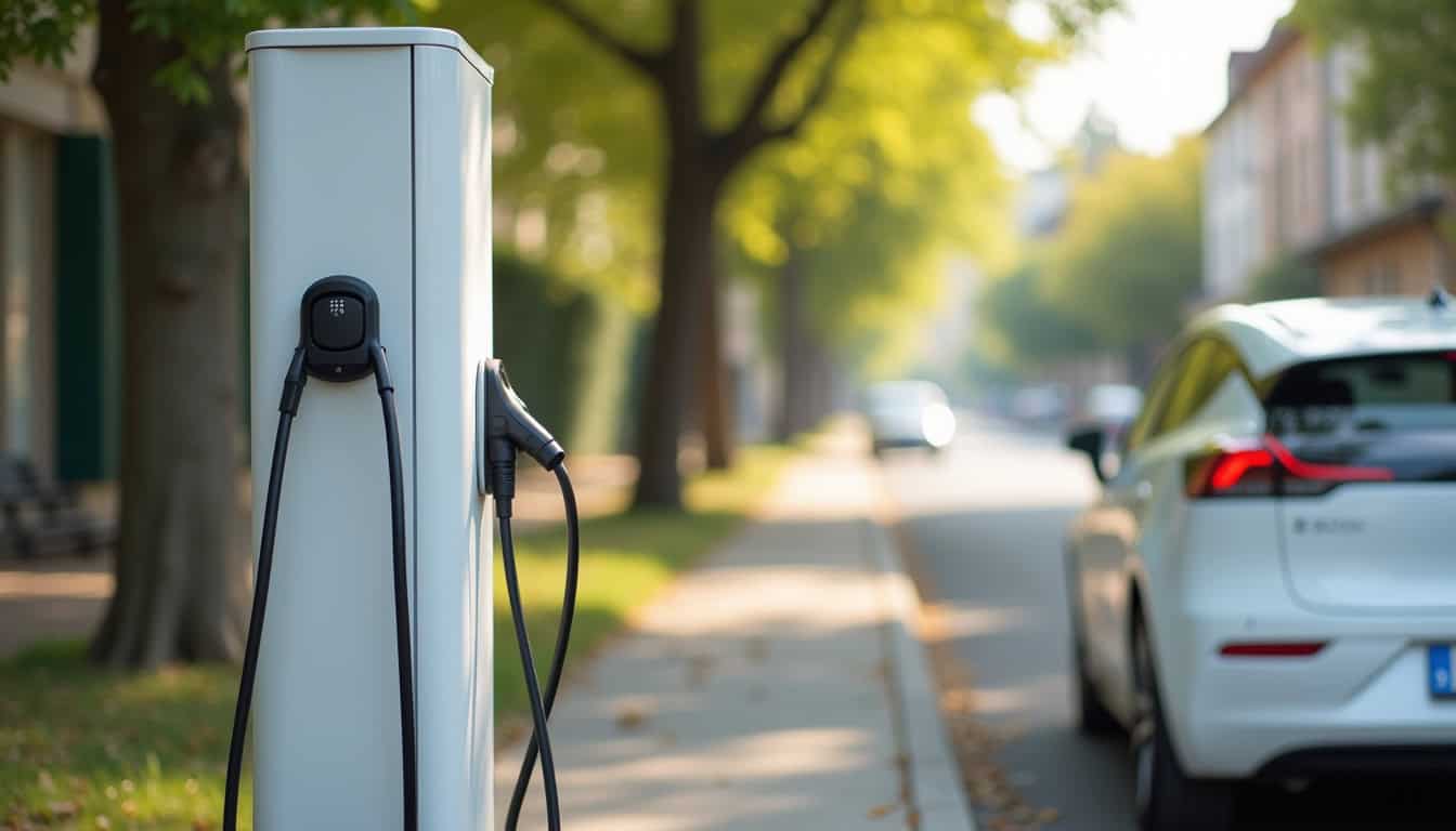 Borne de recharge publique située avenue Léon Labbé à Écouché-les-Vallées