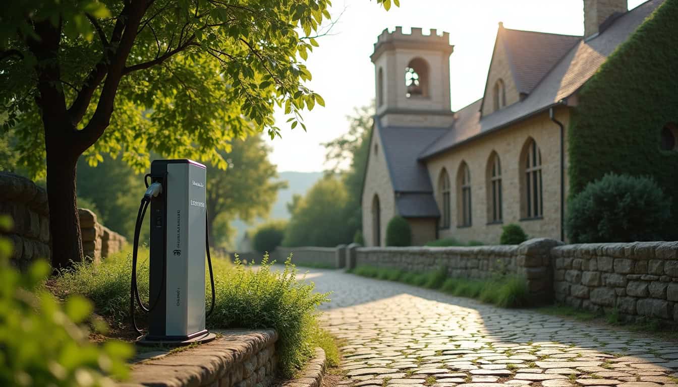 Borne de recharge publique située derrière l’église de Cernay-lès-Reims