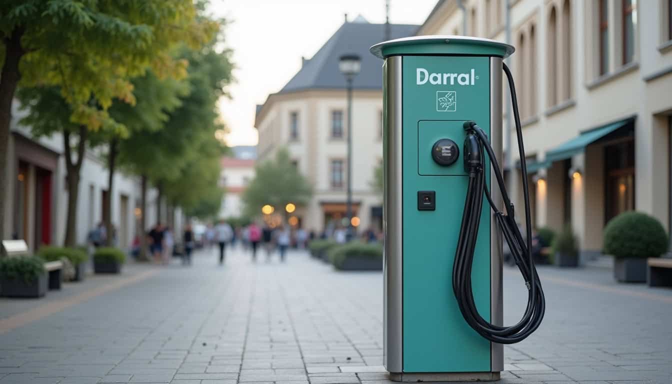 Borne de recharge publique située devant la mairie de Thaon-les-Vosges