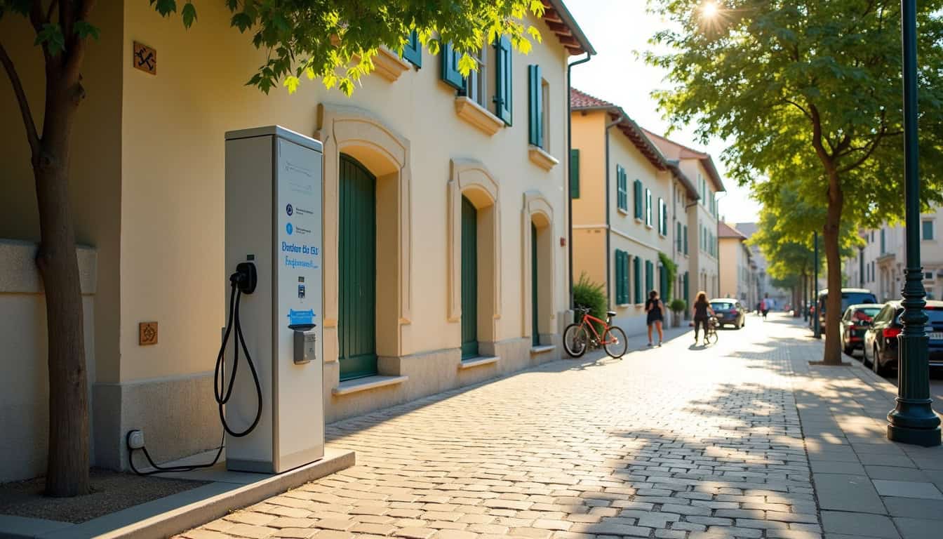 Borne de recharge publique située face à la mairie de Fay-lès-Nemours