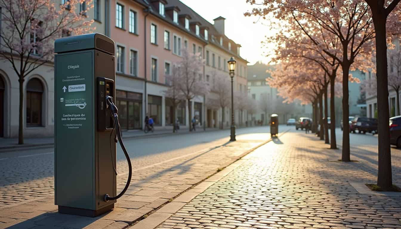 Borne de recharge publique située place de la mairie à Duttlenheim