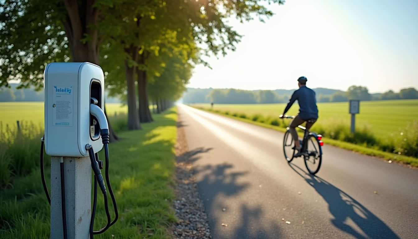 Borne de recharge publique située route de Bourges à Nérondes
