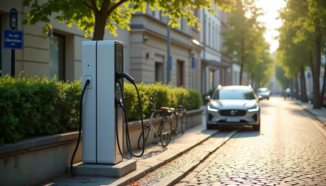 Borne de recharge publique située rue de la Libération à Cléguérec