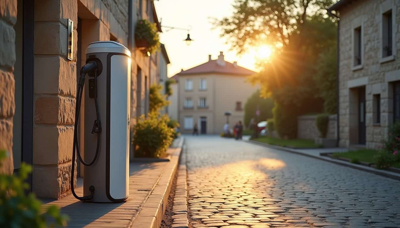 Borne de recharge publique située Rue du Four à Plumelin