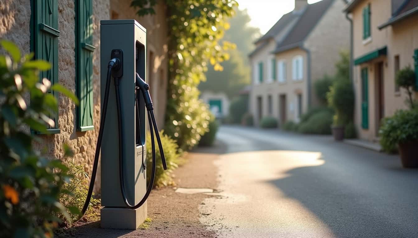 Borne de recharge publique située rue Henri Rosel à Feuguerolles-Bully
