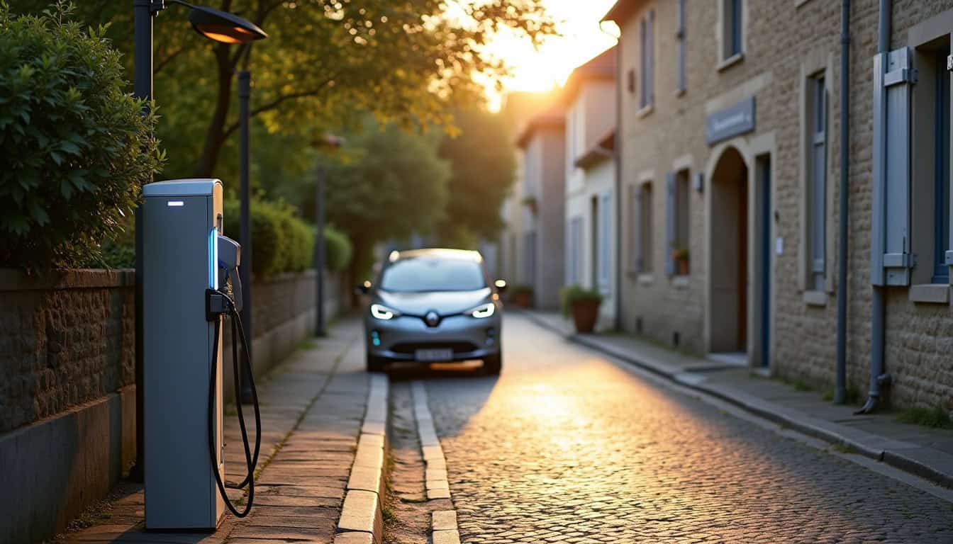 Borne de recharge publique située sur la Grande Rue à Choisy-en-Brie