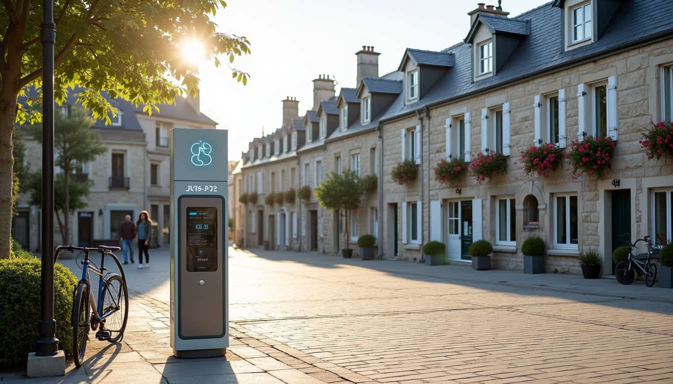 Borne de recharge publique située sur la place de l