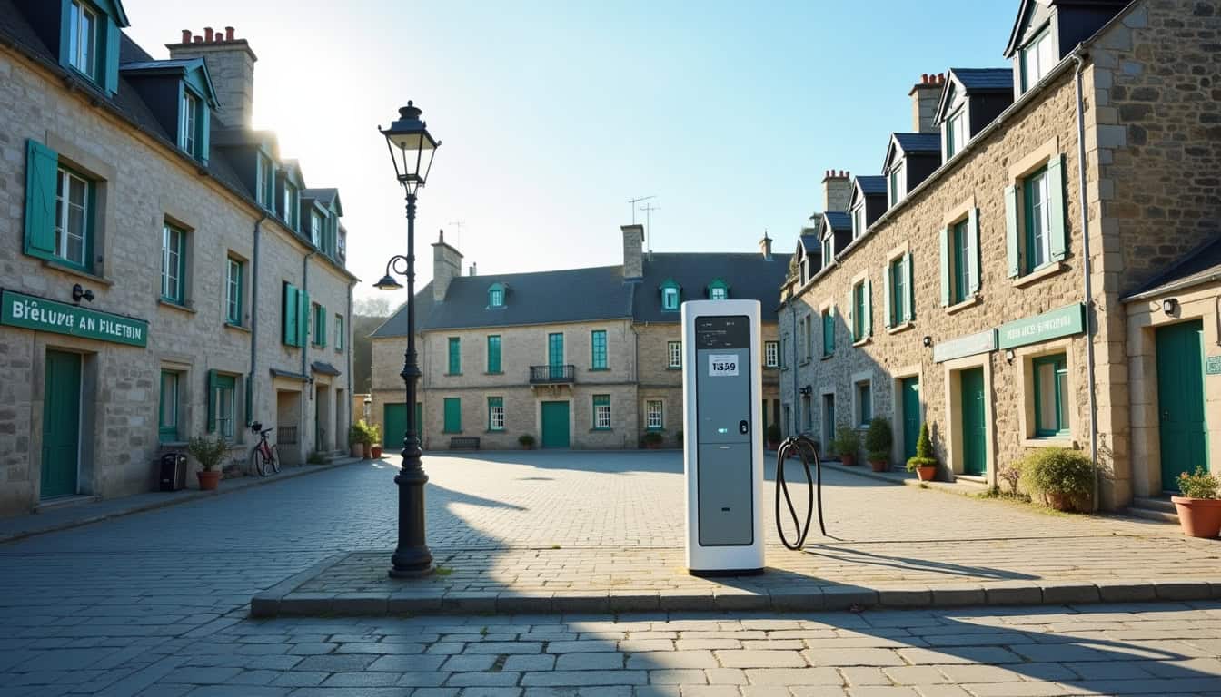 Borne de recharge publique située sur la place Joseph Guillerme à Languidic