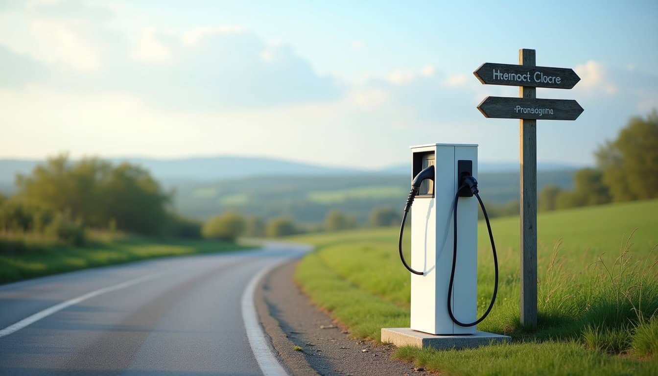 Borne de recharge publique située sur la Route de Nassigny à Vallon-en-Sully