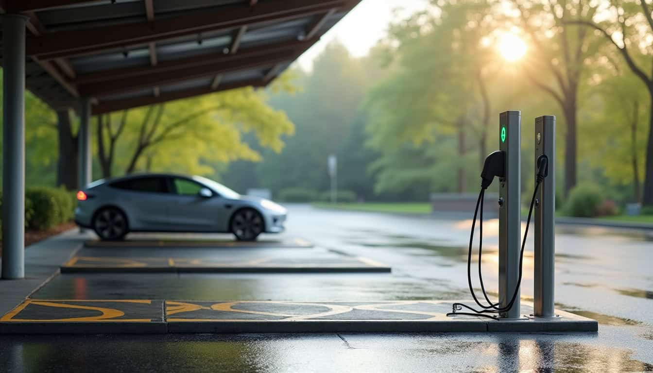 Borne de recharge publique située sur le parking du Lac 2 à Vaivre-et-Montoille
