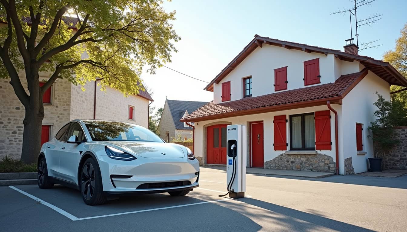 Borne de recharge publique située sur le parking du Trinquet à Arcangues