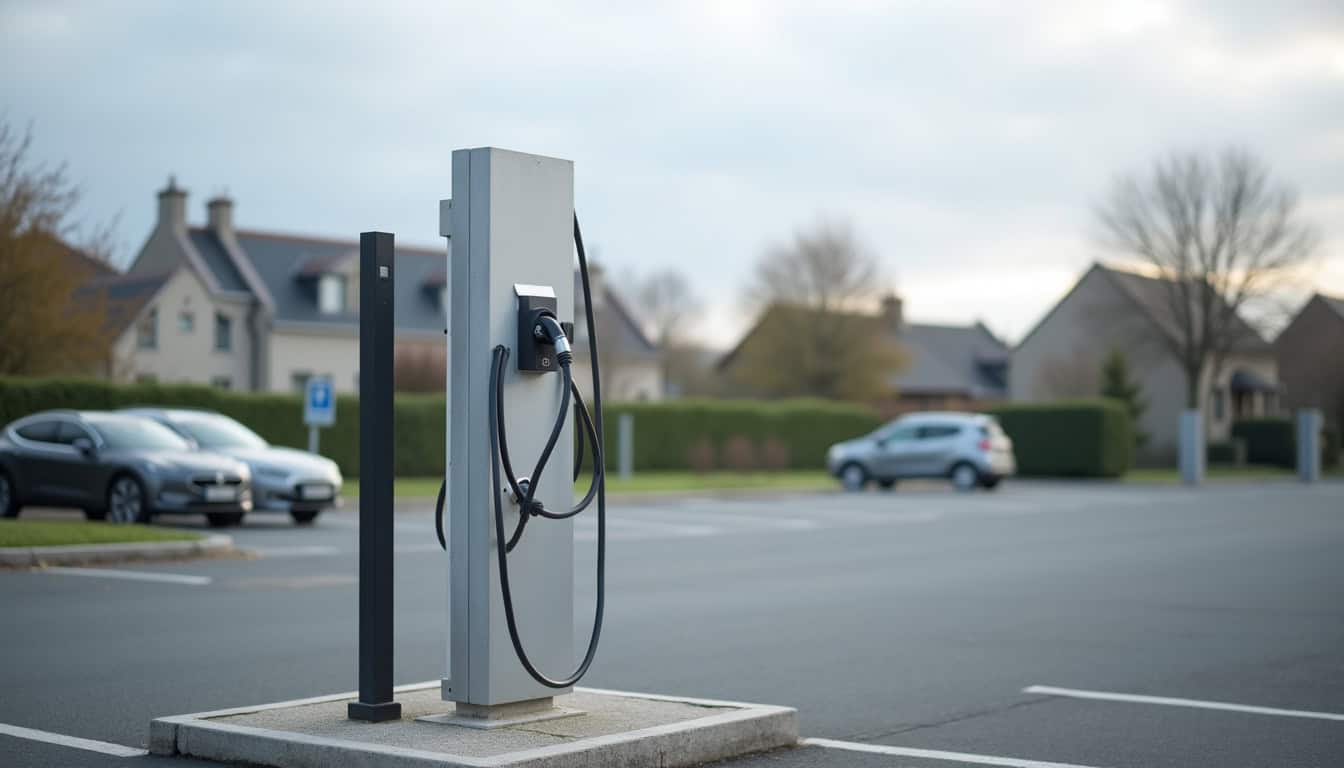 Borne de recharge publique sur le parking de l