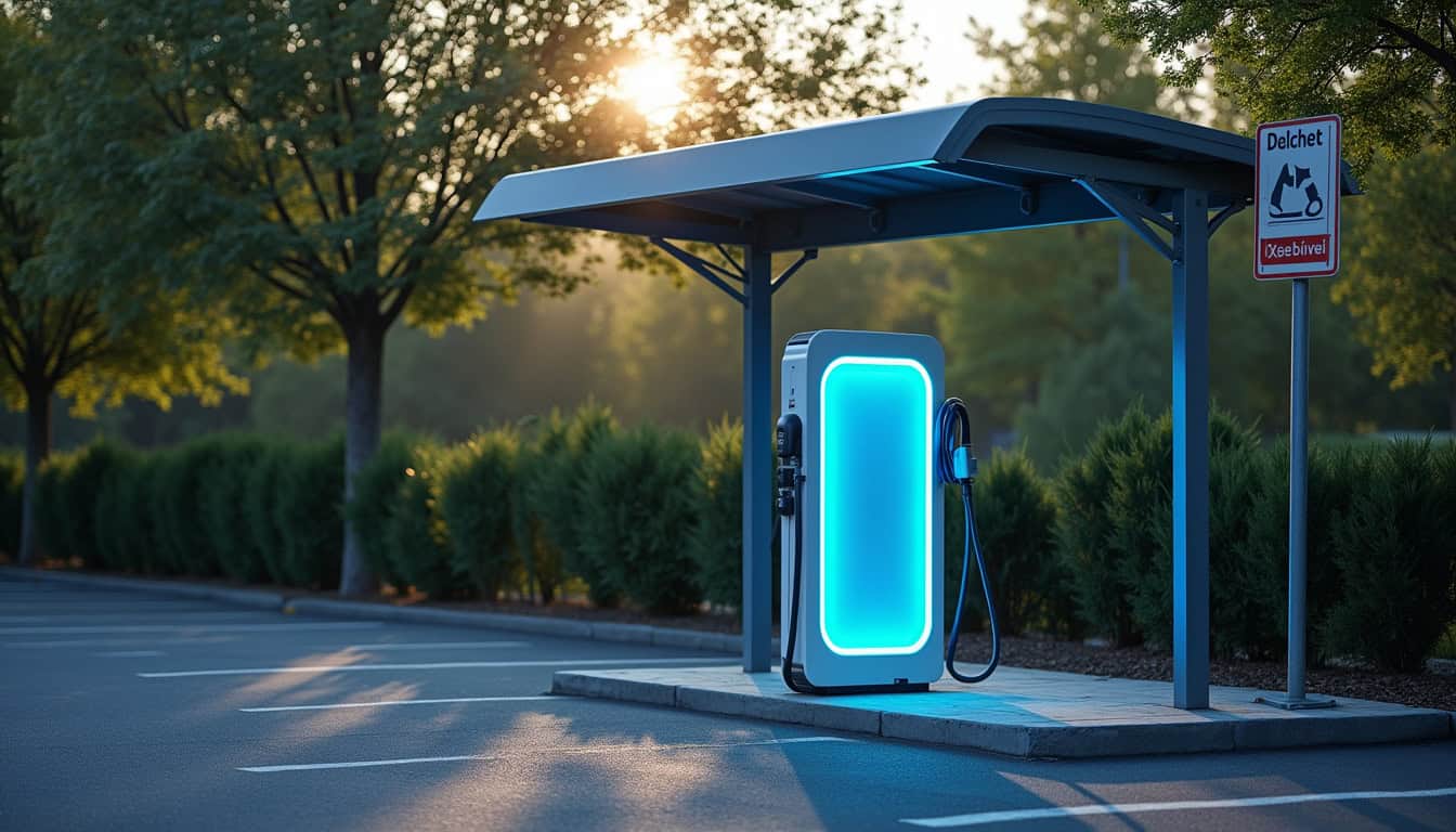 Borne de recharge publique sur le parking Delchet à Asnières-sur-Oise