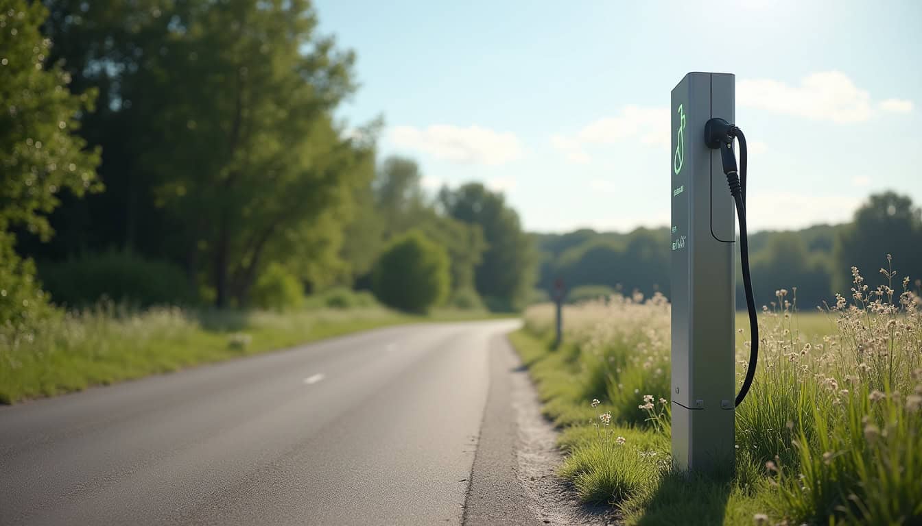 Borne de recharge publique Zephyre située au bord d