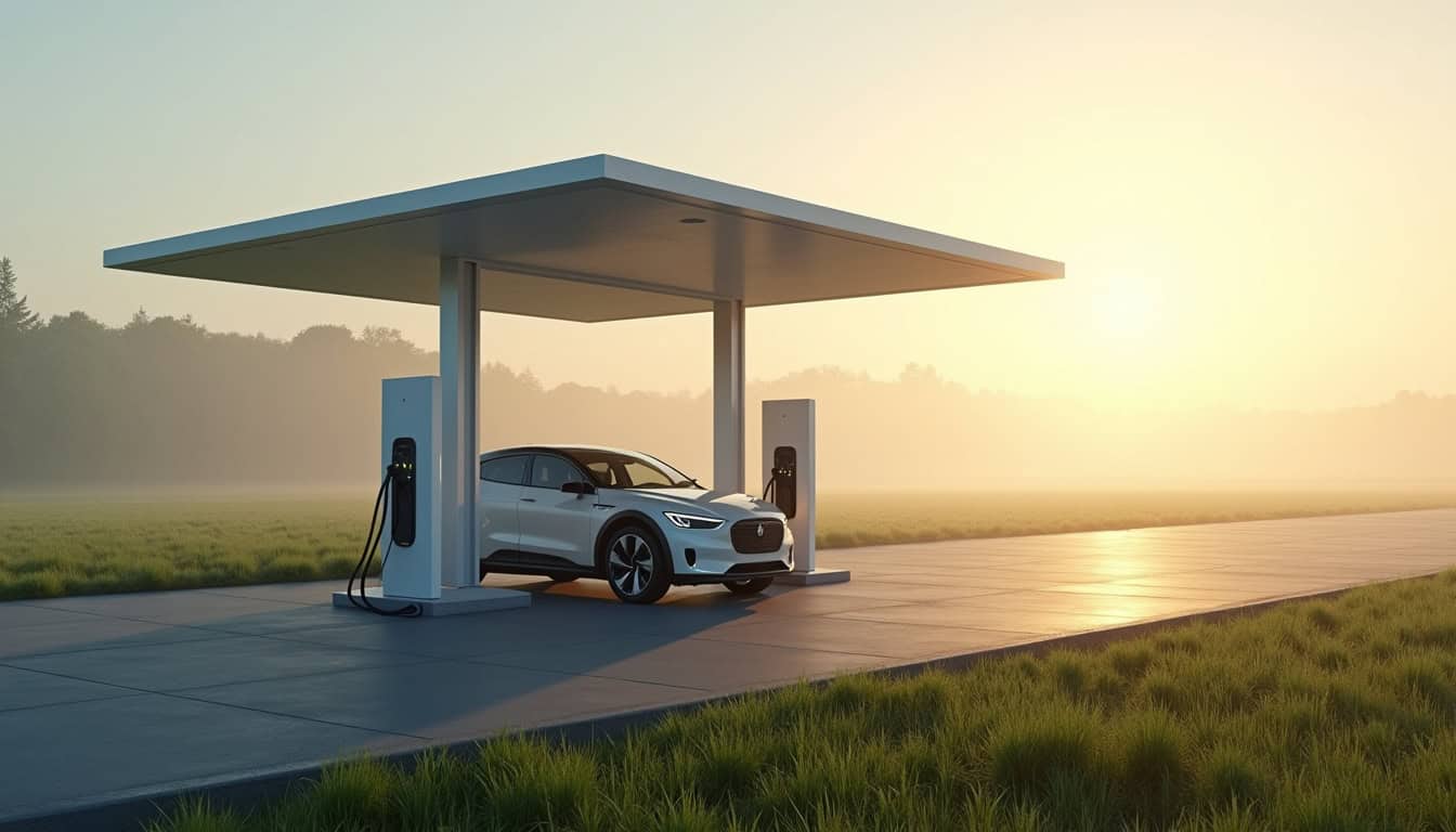 Borne de recharge rapide Electra située sur l’aire de Garonne, autoroute A62