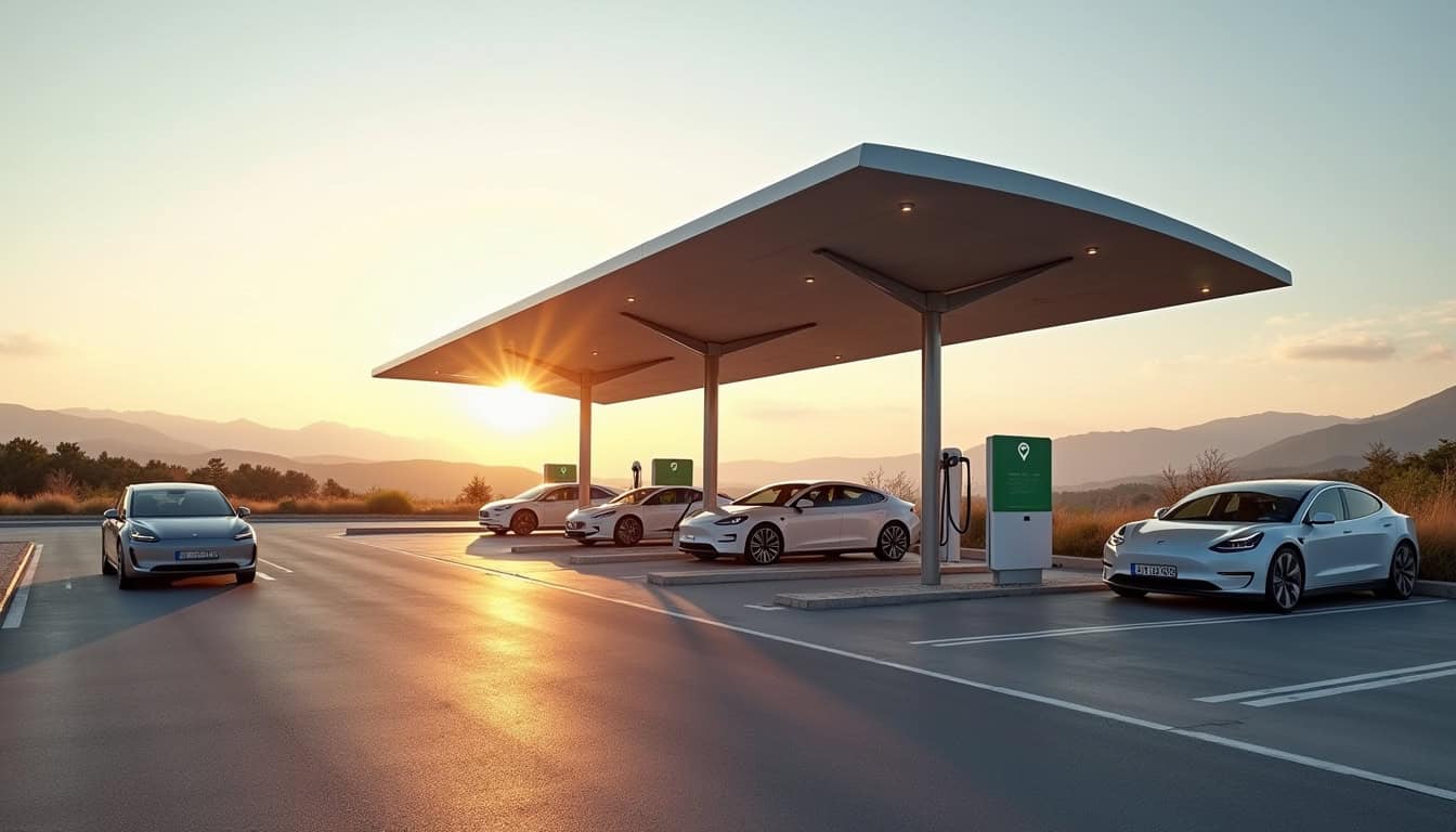 Borne de recharge rapide IONITY sur l'aire d'autoroute du Village Catalan Ouest à Banyuls-dels-Aspres