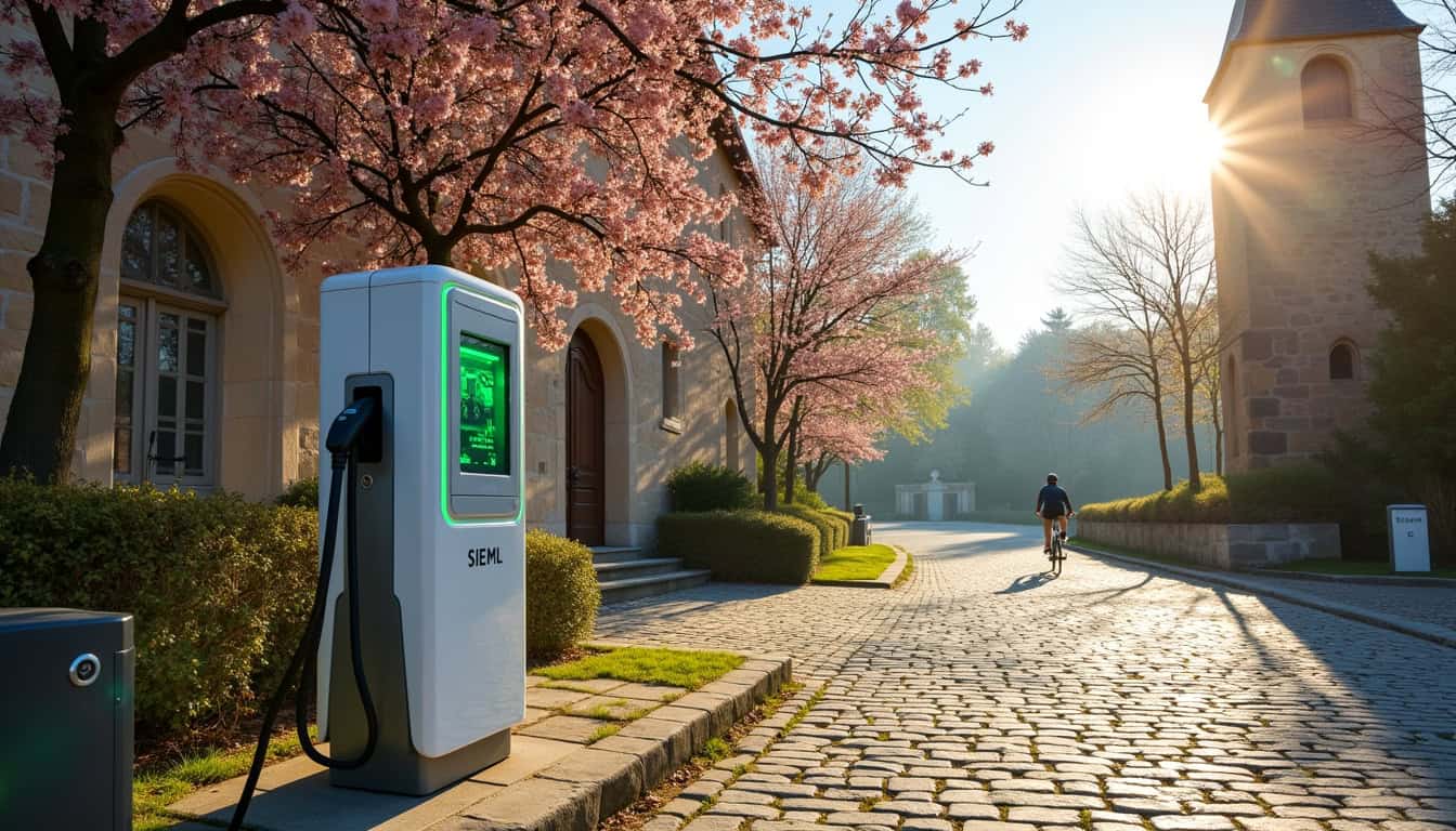 Borne de recharge rapide SIEML installée près de l'église de Noyant-Villages