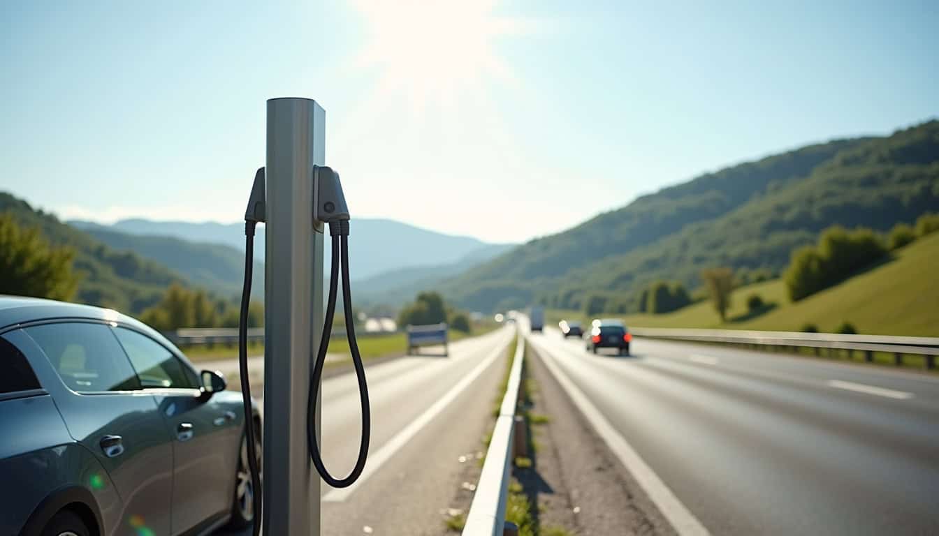 Borne de recharge rapide sur l'aire de l'Allier Doyet, A71