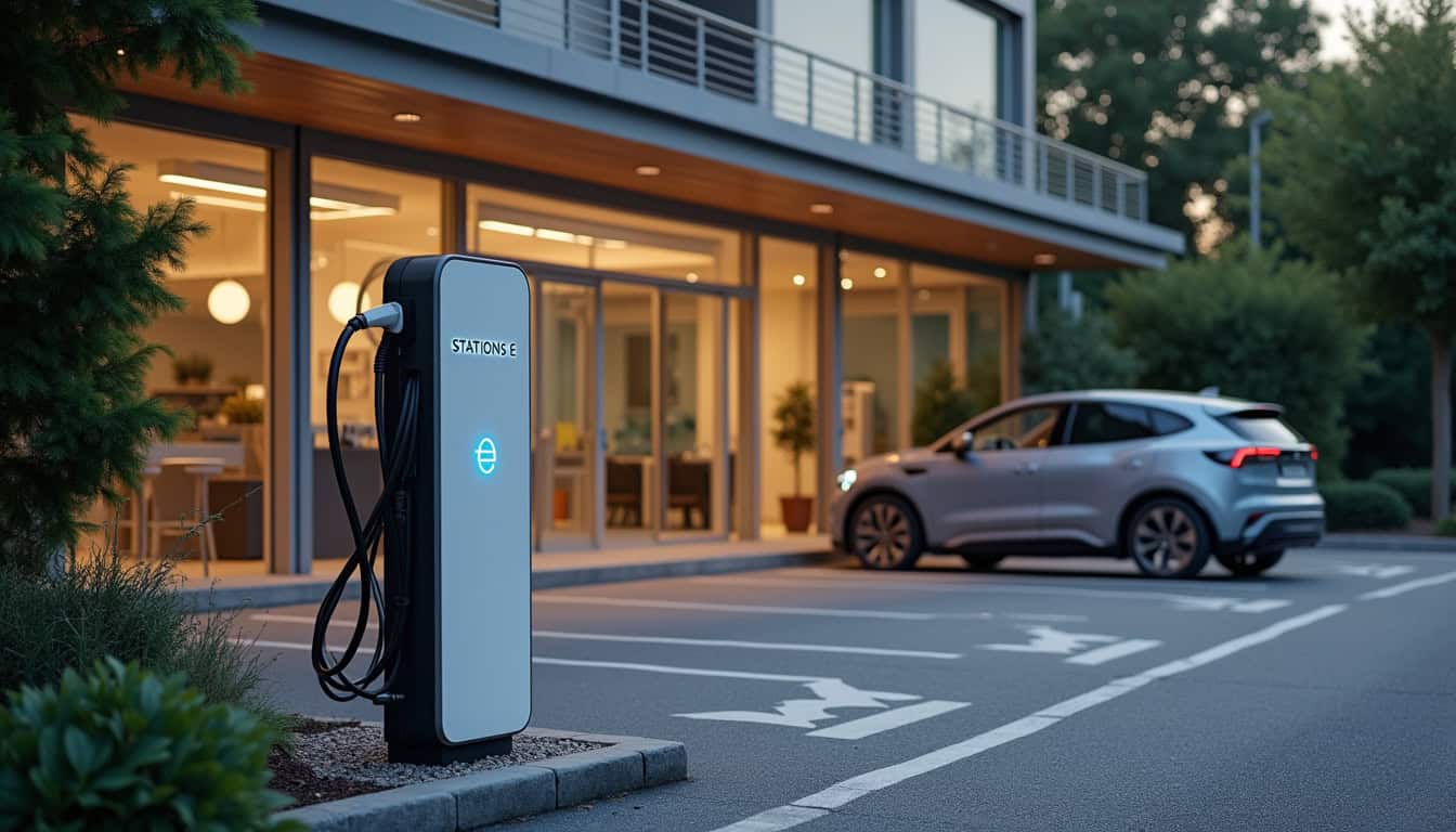 Borne de recharge STATIONS-E située au Bricomarché de Saint-Pardoux-Isaac