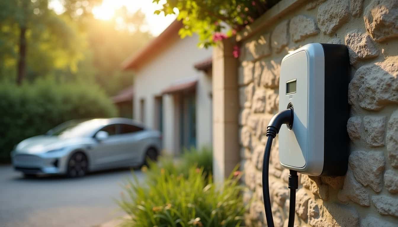 Borne de recharge Type 2 installée dans une propriété à Milly-sur-Thérain