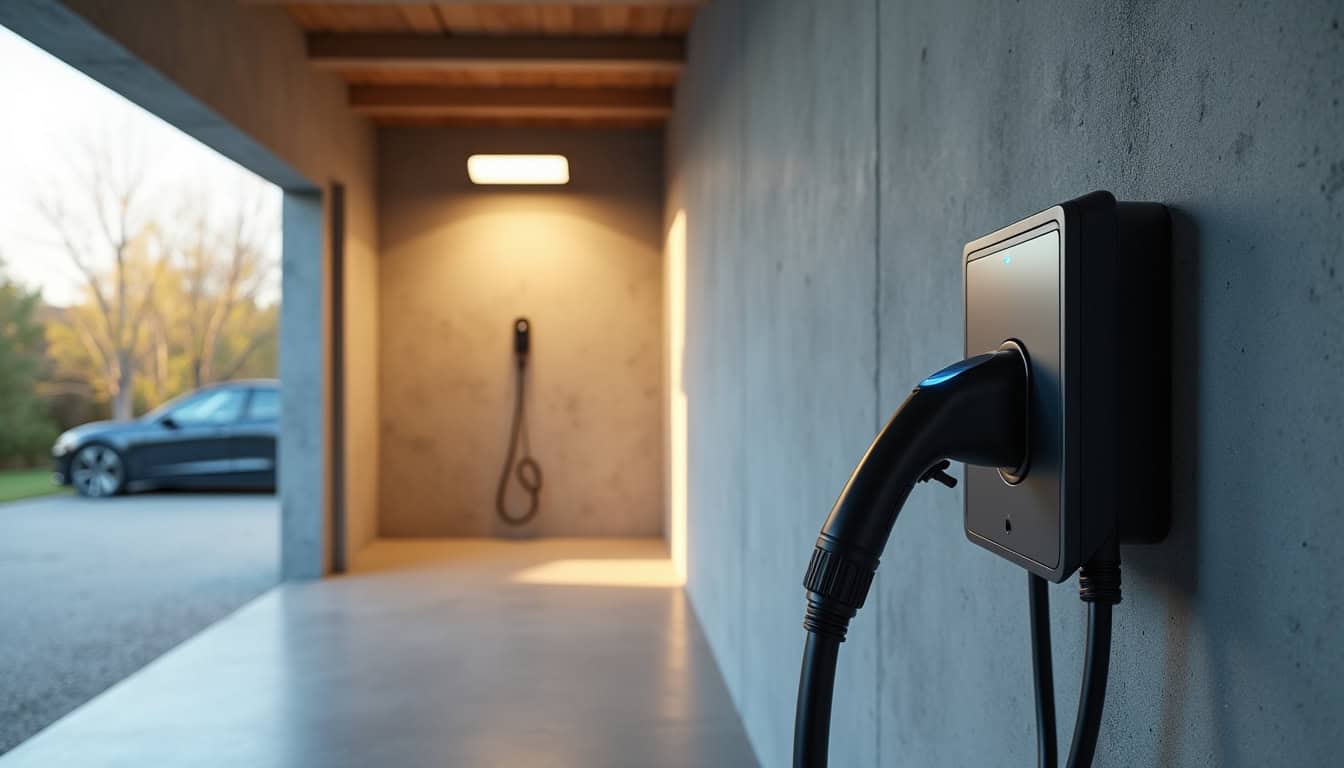 Borne électrique installée dans un garage à Bouvron, prêt pour la recharge