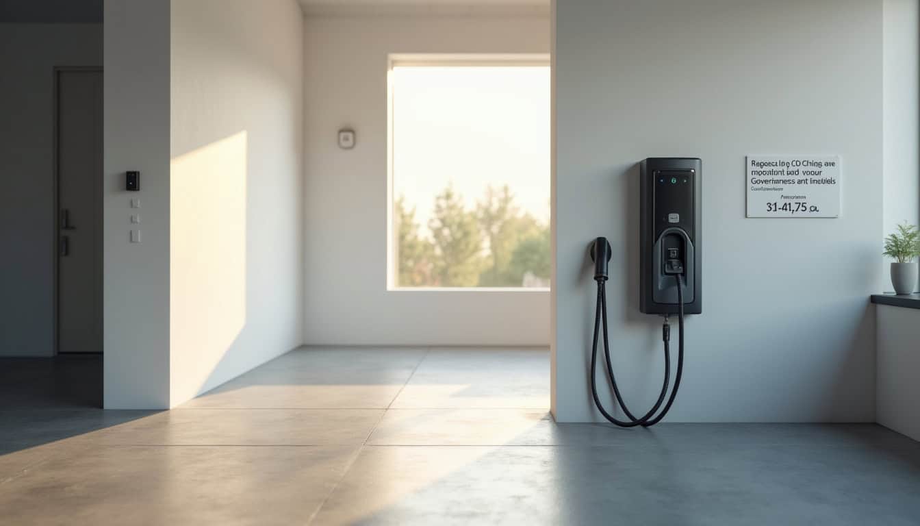 Borne électrique installée dans un garage à Pourcieux avec affichage du prix après aides