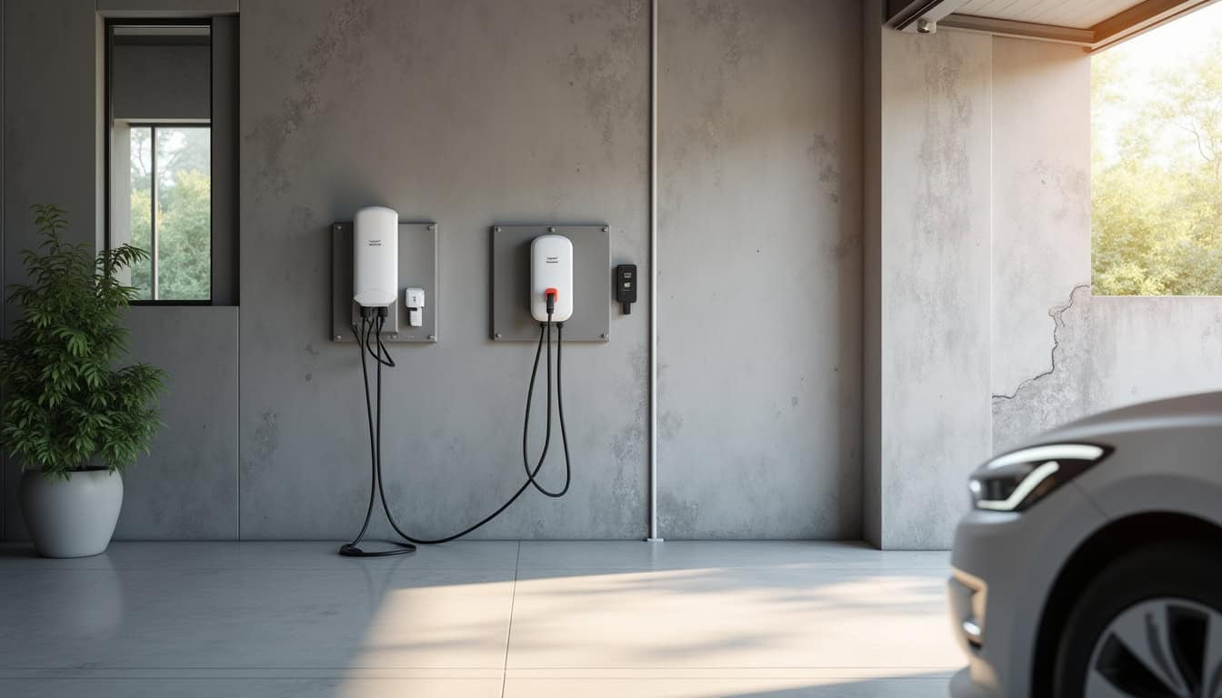 Borne électrique installée dans un garage privé à Aurseulles