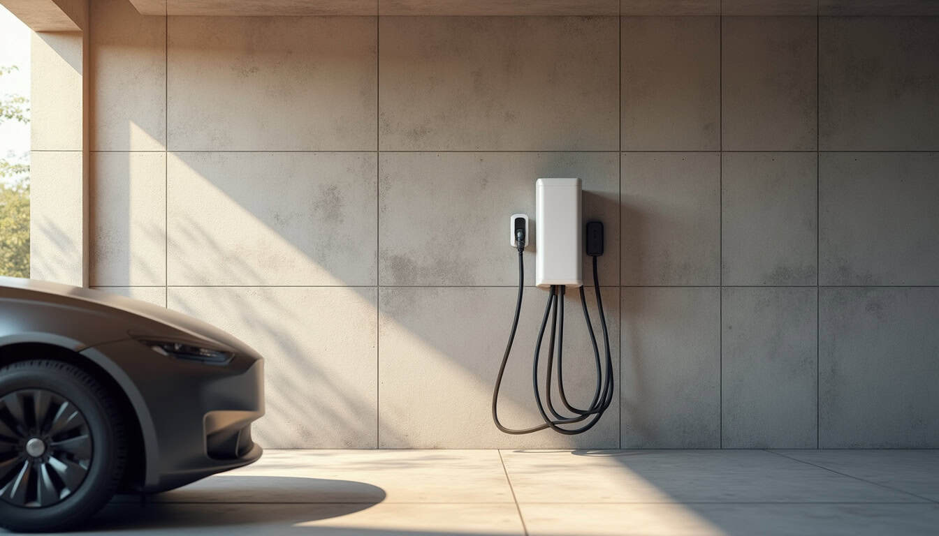 Borne électrique installée dans un garage privé à Terranjou