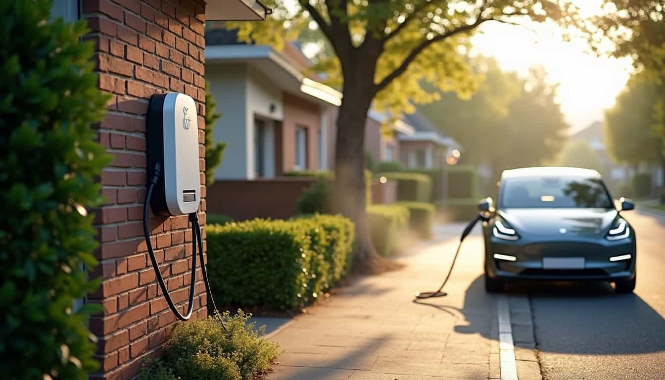 Borne électrique installée devant une maison individuelle à Labeuvrière