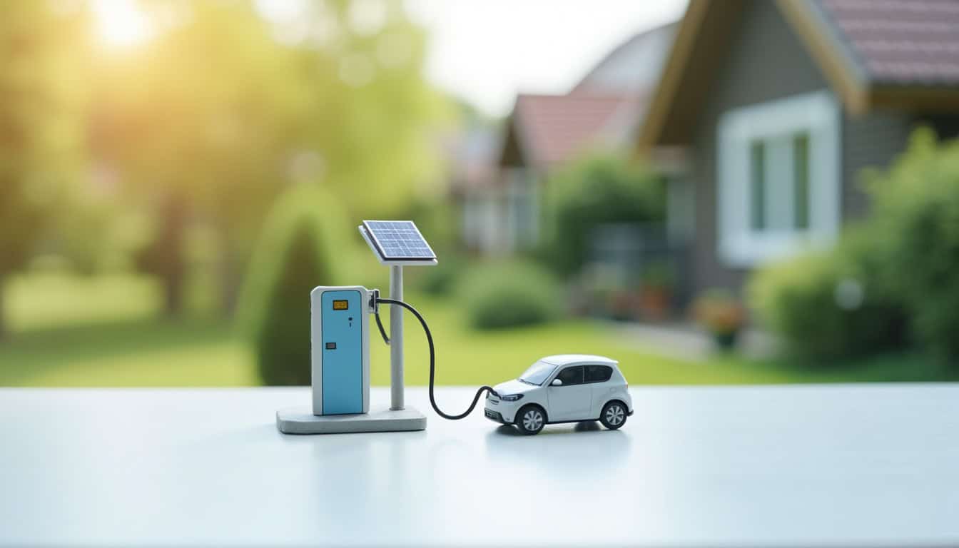 Borne électrique reliée à des panneaux solaires à Lampertheim
