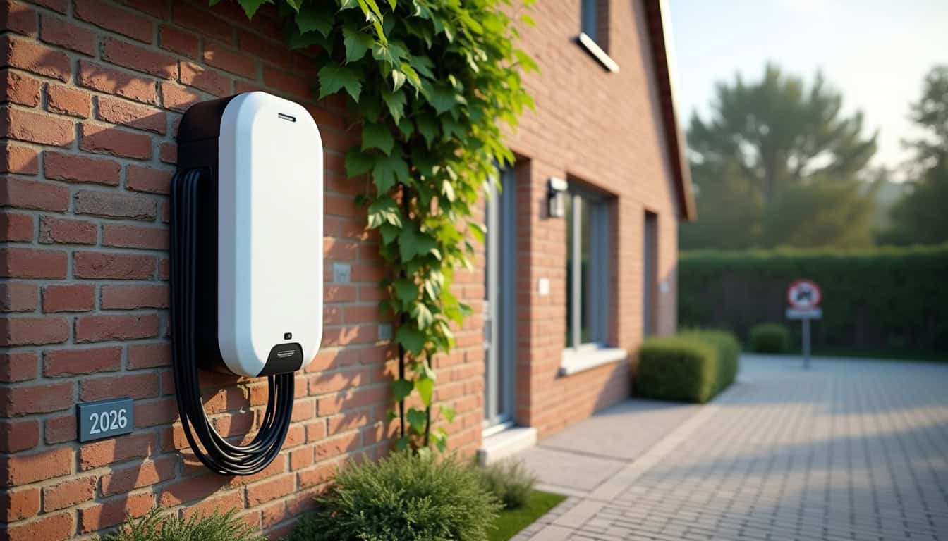 Borne murale de recharge pour voiture électrique installée en extérieur à Chauny