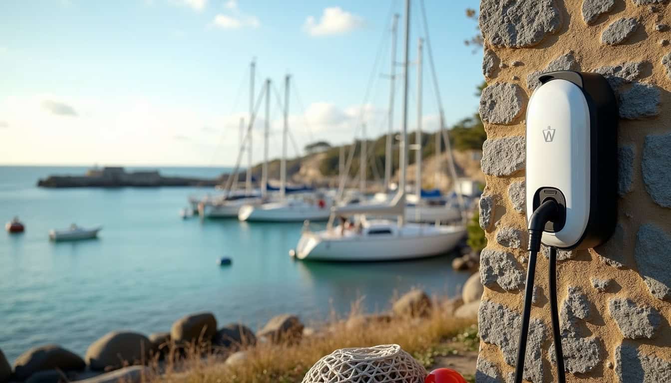 Bornes de recharge électrique publiques situées près du port de plaisance de Perros-Guirec