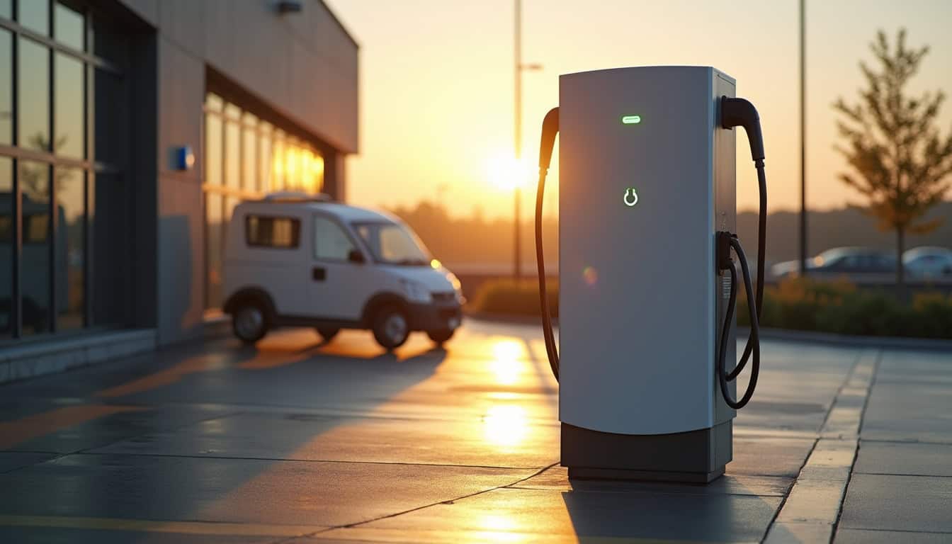 Bornes de recharge installées dans un parking d